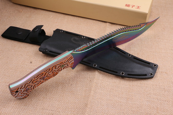 Colorful Scorpion King fixed blade knife Machete UD404705